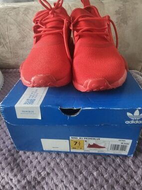 adidas Red Knit Lace-Up Sneakers